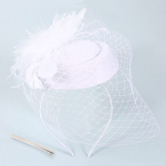 5723 Derby Hats- White Fascinators & Tea Party Hats For Church, Cocktail main image 5